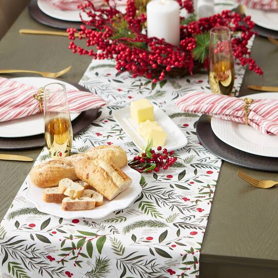 DII® 72" Holiday Sprigs Printed Table Runner